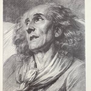 Jean Greuze, Head of Paralyzed Father, Drawing Print, Classic Art~ 240623-WH 595